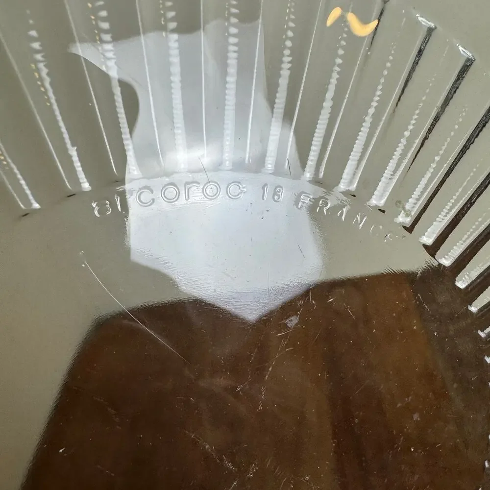 Arcoroc France Clear Glass 13‎ inch Scalloped Edge Ribbed Cake Serving Plate